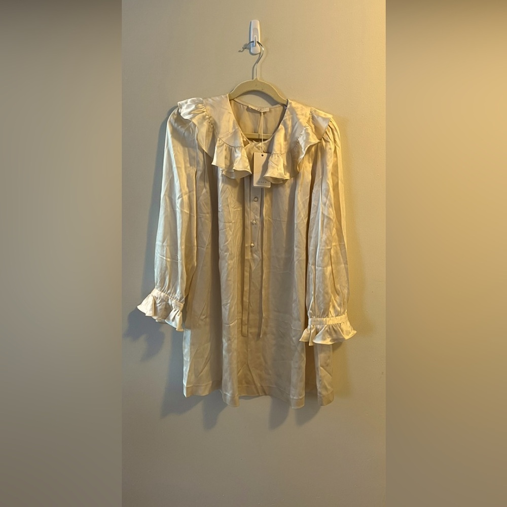 NWT Doen Seanna Silk Cream Mini Dress